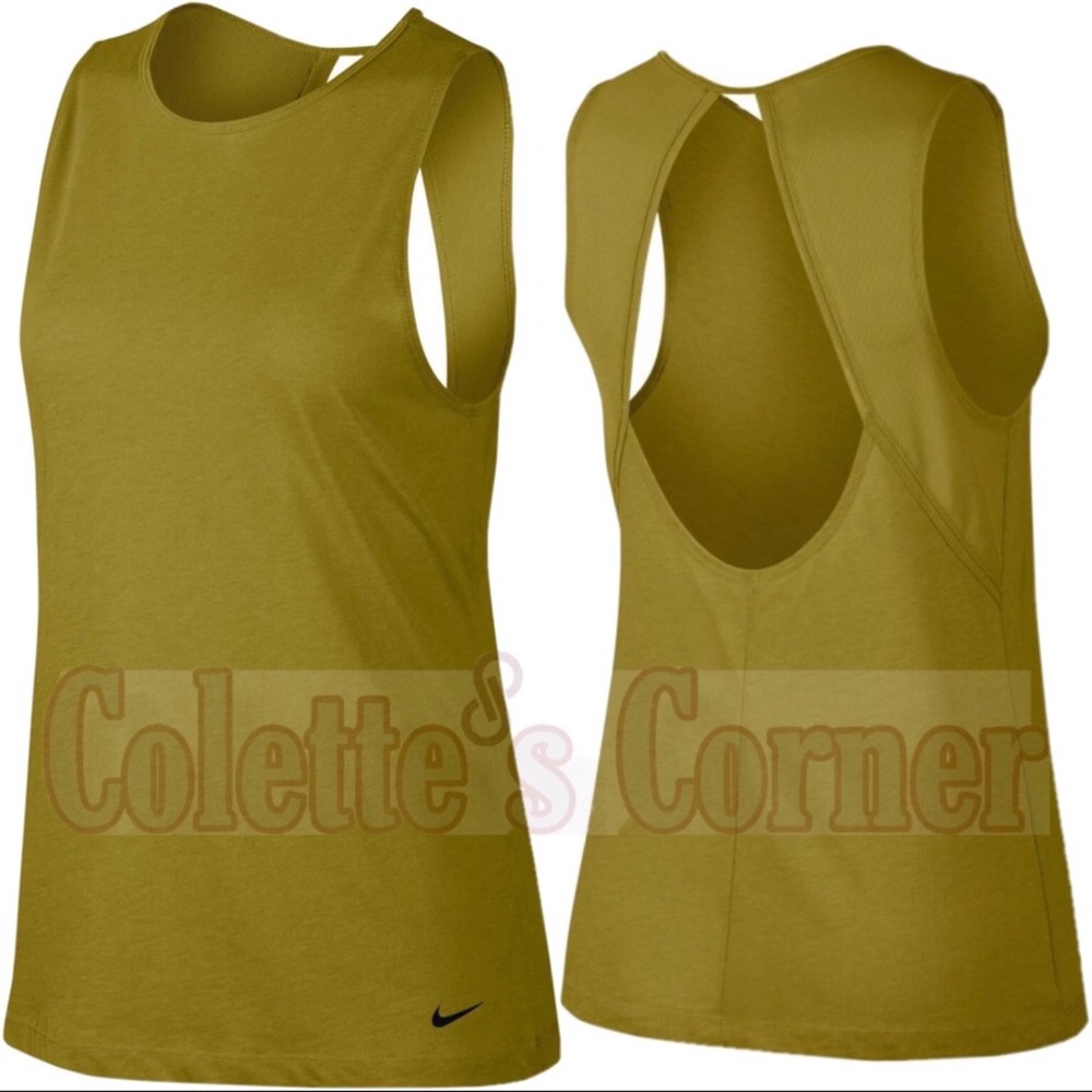 Nike Moss Green & Black DRI-FIT Studio Open Back Cut Out Sleeveless Tank Top XS